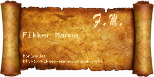 Fikker Manna névjegykártya